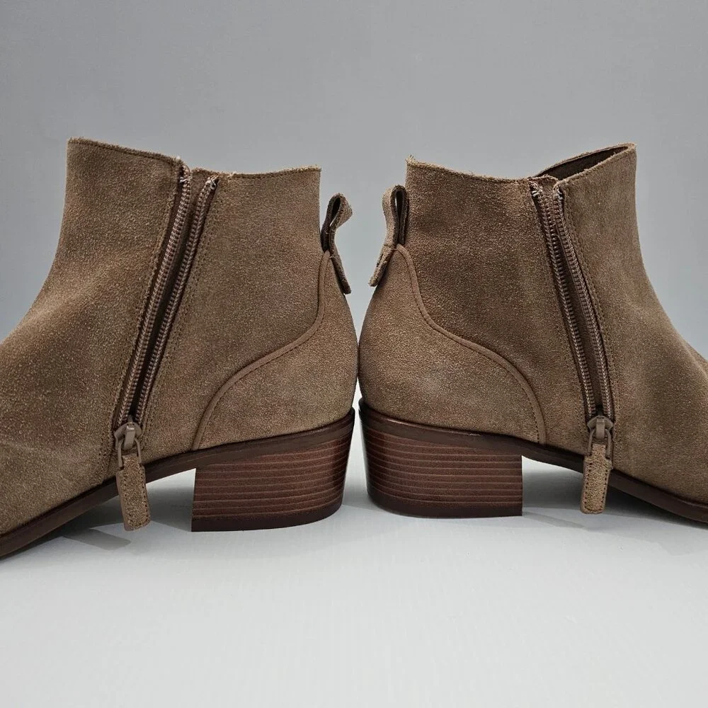 Cole Haan Vayda Ankle Boot Women 9.5 Whiskey Tan Suede Western Low Heel Fall NEW
